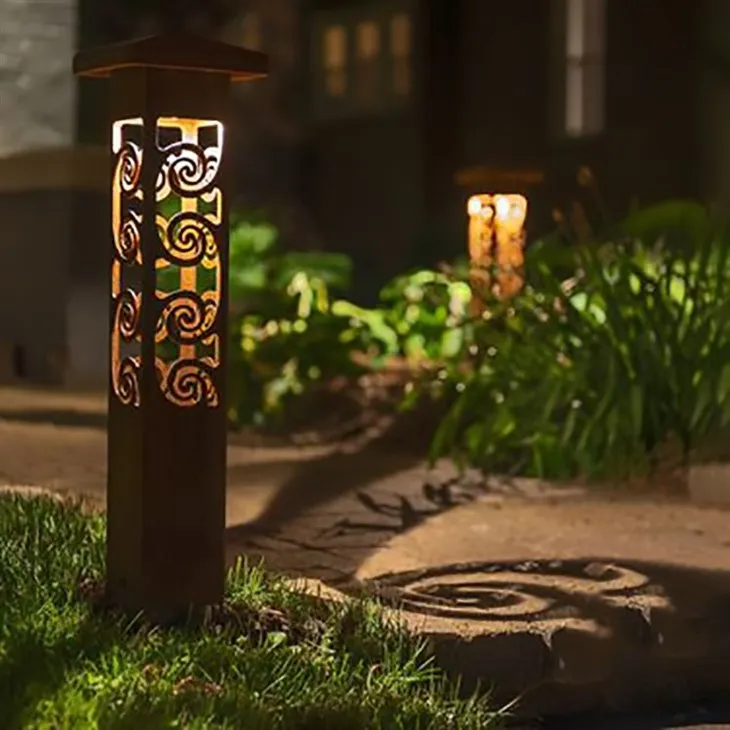 different shaped family of bollard light in corten steel