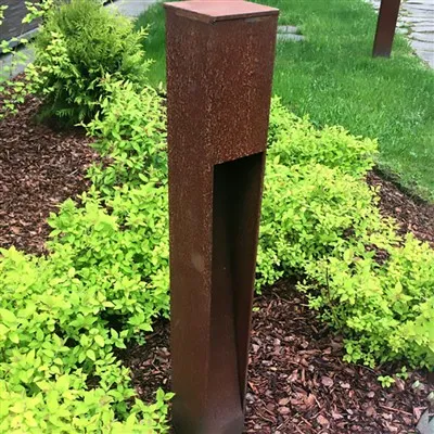 Corten Steel Metal Bollard Light Fyrir Garð